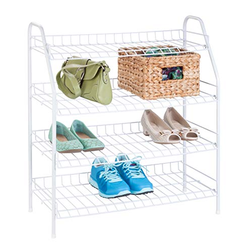 Honey-Can-Do SHO-05269 4-Tier Wire Shoe Shelf Rack, 25.75 x 11.63 x 27.88, White