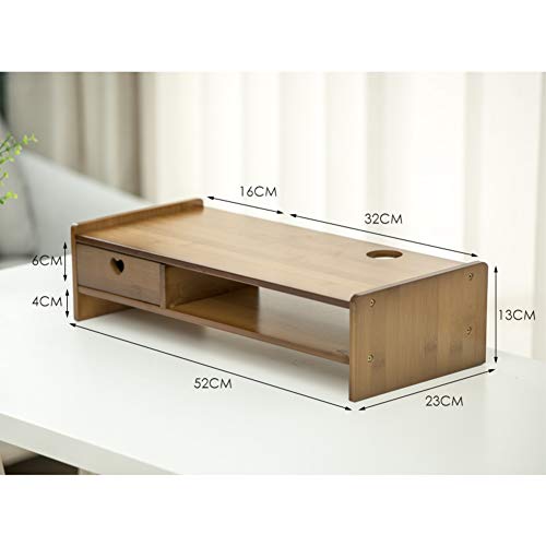 GCX&LV Printer Monitor Stand,Bamboo Wood Computer Monitor Stand with Storage Organizer Bamboo Monitor Stand Laptop Tv Computer Stands-A