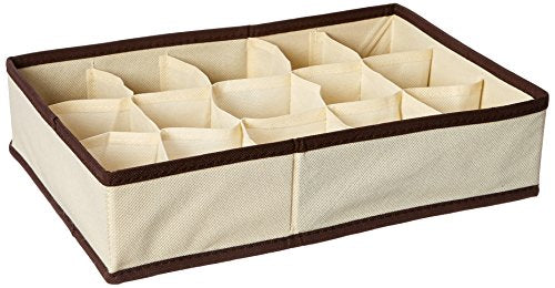 FURINNO Collapsible Storage Boxes Socks Underwear Ties Closet Organizer Drawer Divider Set, Ivory