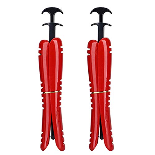 Coralpearl Boot Tree Shaft Shaper Stand Holder Adjustable Support Form Straight Up Keeper Insert Top Calf Stretcher Organizer Hanger for Women Men Kids Cowboy Knee High Tall Shoes (L 16.5" Red)