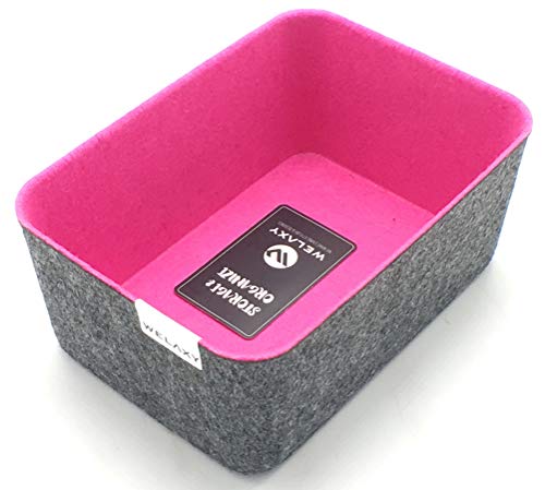 Welaxy Felt Storage bin Desktop Organizer Bins Drawer Organizer bin Drawers Divider Box (Rose red, 1)