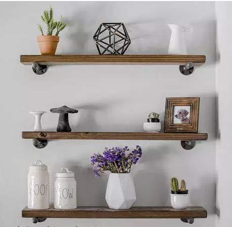 3 Rustic Floating Shelves Industrial Wood Shelves Wall Storage Shelf Natural Wood Wall Mounted Shelves with Industrial Shelving Pipe Brackets for bedrooms, Nursery, Kitchen! by Domestics 101 (Walnut)