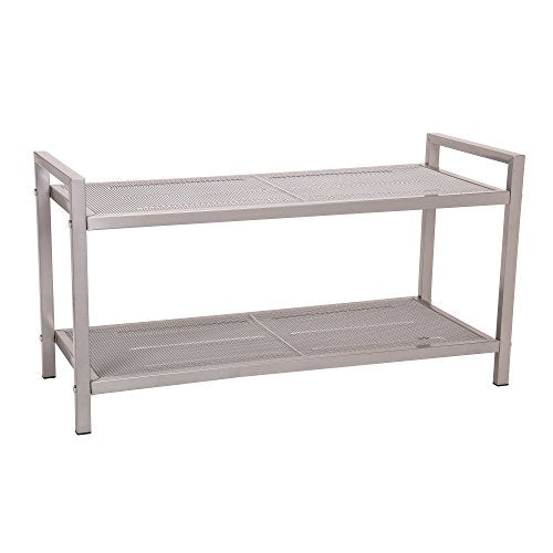 Household Essentials 2 Tier Mesh Shoe Rack, Nickel