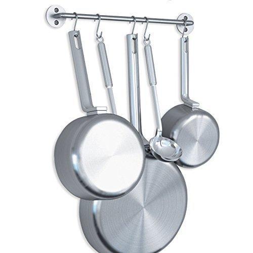 Try adtwixt gourmet kitchen rail rack pot pan lid organizer and 10 hooks 16 inch gray