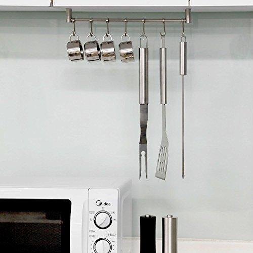 The best urevised kitchen rail rack wall mounted utensil hanging rack stainless steel hanger hooks for kitchen tools pot towel sliding hooks