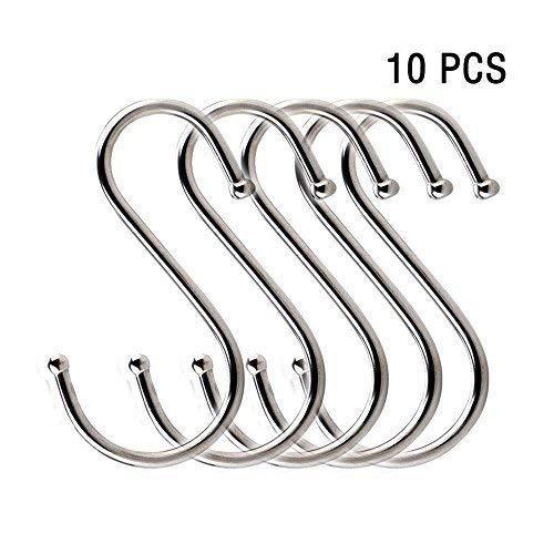 Selection kitovet medium s hooks heavy duty stainless steel s shaped hanging hooks for hanging metal kitchen pot pan hanger storage rack closet s type hooks multiple uses