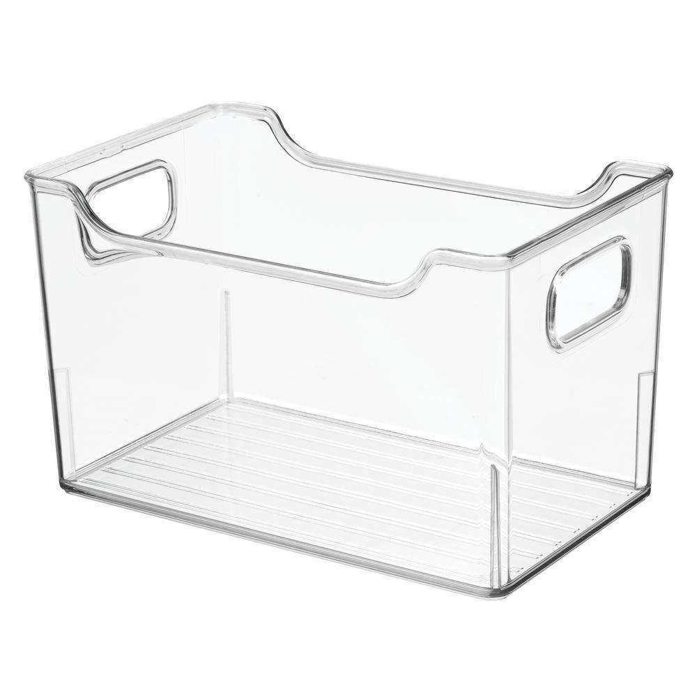 Shop here mdesign plastic kitchen pantry cabinet refrigerator or freezer food storage bins with handles organizer for fruit yogurt snacks pasta bpa free 10 long 4 pack clear