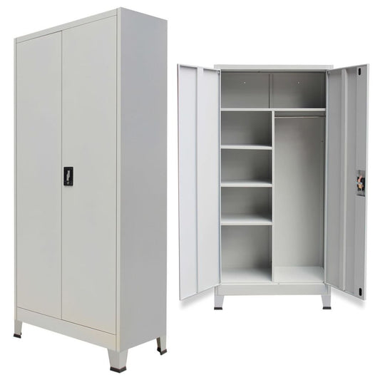 Festnight Office Steel Locker Cabinet with 2 Doors Gray 35.4" x 15.7" x 70.9"