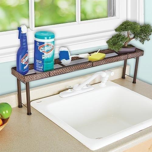 36" Steel Over The Sink Shelf Organizer - Bronze Finish