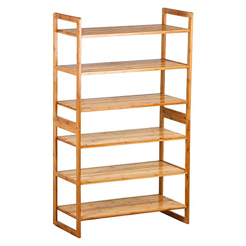 WALLER PAA 6 Tier Bamboo Shoe Rack Entryway Shoe Shelf Holder Storage Organizer Furniture