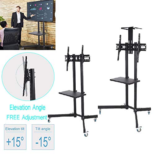 GOTOTOP Mobile TV Stand-Adjustable Mobile TV Display for 32-65 Inch LCD/LED Flat Panel Screen Floor Stand Height Adjustable Mount with Wheels Practical Office Home (Practical Version)