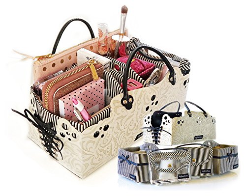 PursePacks Purse Organizer Insert Liner Dividers Cosmetic Bags Bins Luxury 5 Set