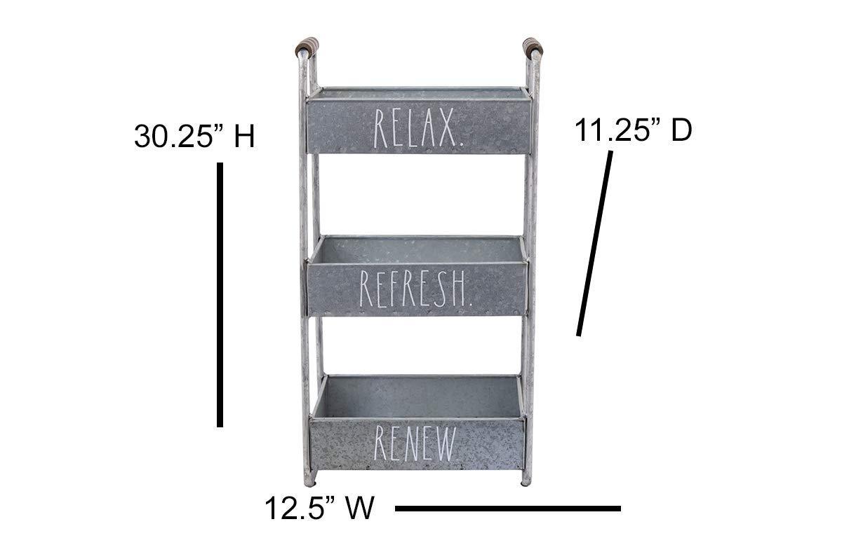 Amazon rae dunn 3 tier desk organizer galvanized steel caddy with wood accents tabletop or floor standing design chic and stylish metal storage bin for office home or kitchen