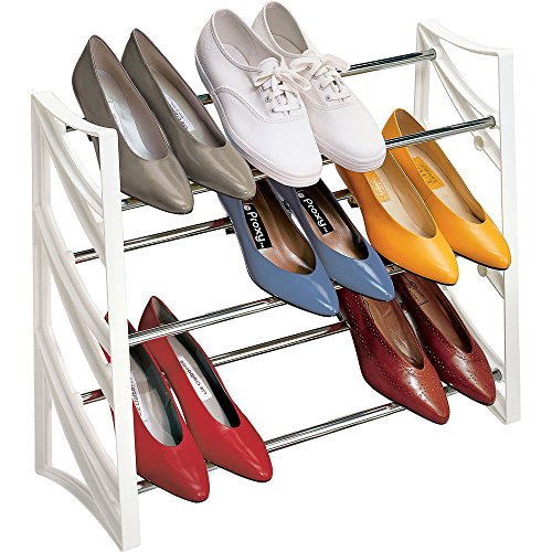 Lynk 9 Pair Convertible Organizer-3 Tier-Closet Shoe Rack-White