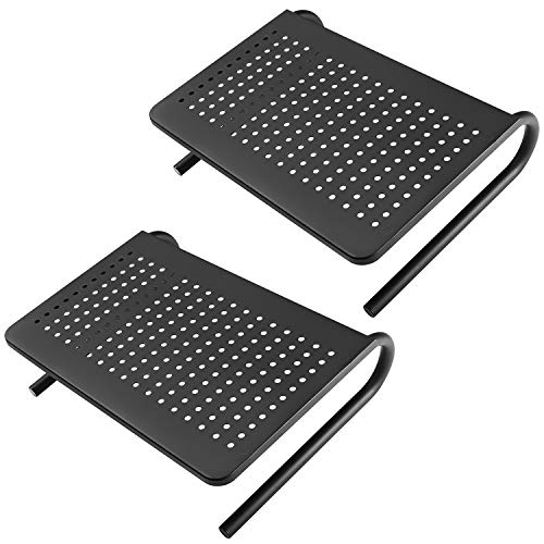 WALI Monitor Stand Riser for Computer, Laptop, Printer, Notebook and All Flat Screen Display with Vented Metal Platform and 4 inches Height Underneath Storage (STT001-2), 2 Packs, Black