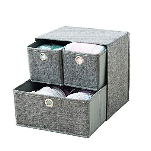 Wagsuyun Foldable Cloth Storage Box Closet Dresser Drawer Divider Organizer Basket Bins for Underwear Bras (Color : Gray)