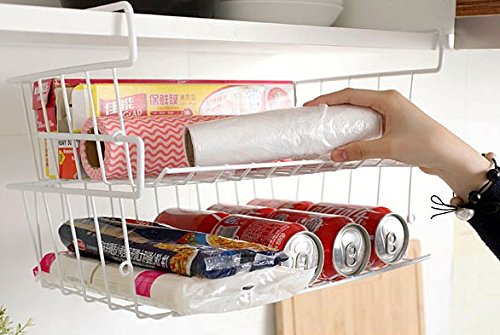 Maunsell 2 Tier Under Shelf Basket Wire Rack | Slides Under Shelves For Storage | Pack of 2 (White)