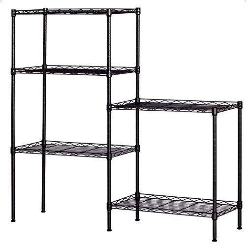 Best seller  detailorpin changeable assembly floor standing carbon steel storage rack multipurpose shelf display rack for kitchen garage bedroom storage display shelves us stock black