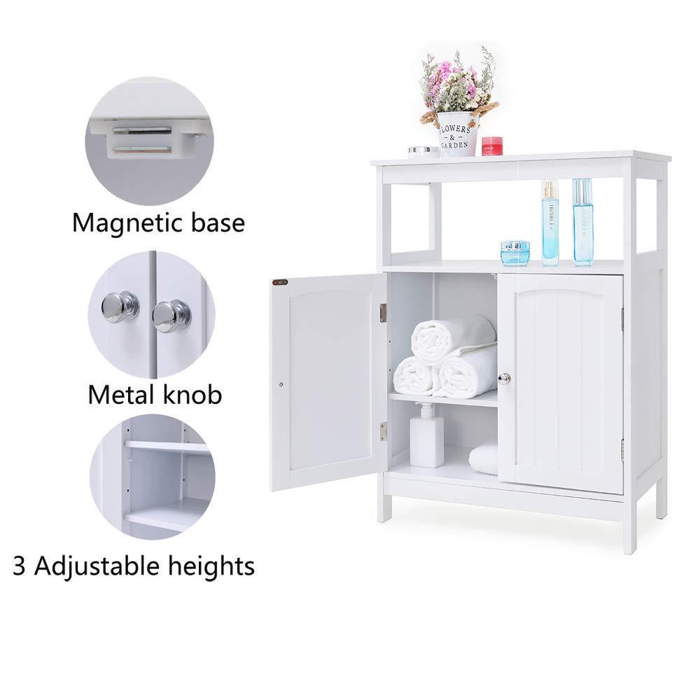 Results iwell bathroom floor storage cabinet with 1 adjustable shelf 3 heights available free standing kitchen cupboard wooden storage cabinet with 2 doors office furniture white ysg002b