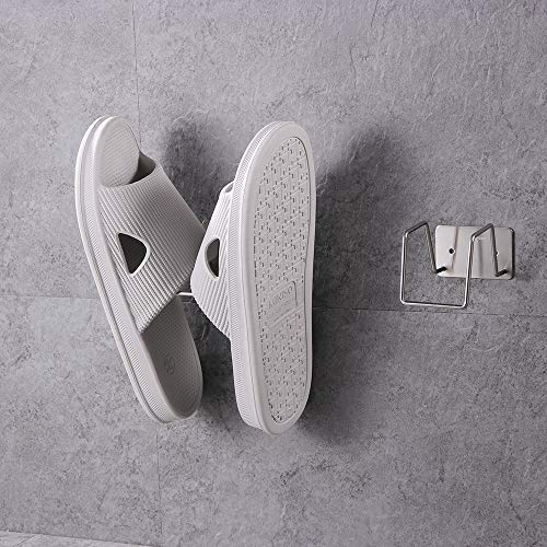 HOUSEMEMBER Wall Mounted Shoe Rack Bathroom Slipper Rack 304 Stainless Steel Slipper Organizer Hanging Shoe Rack for Bathroom Showroom Waterproof and Rust-Resistant(Set of 2) (Short Type)