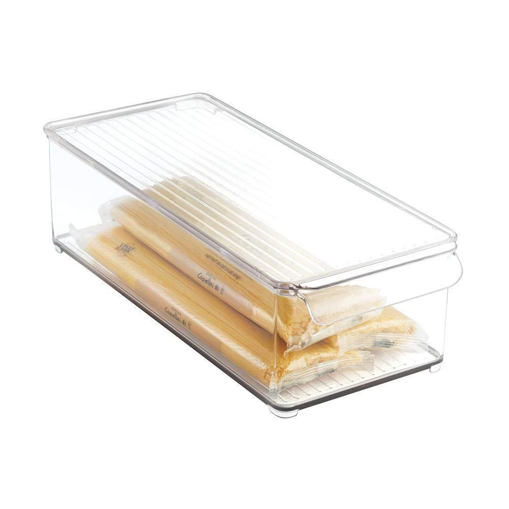 Buy mdesign plastic food storage container bin with lid and handle for kitchen pantry cabinet fridge freezer organizer for snacks produce vegetables pasta 8 pack clear