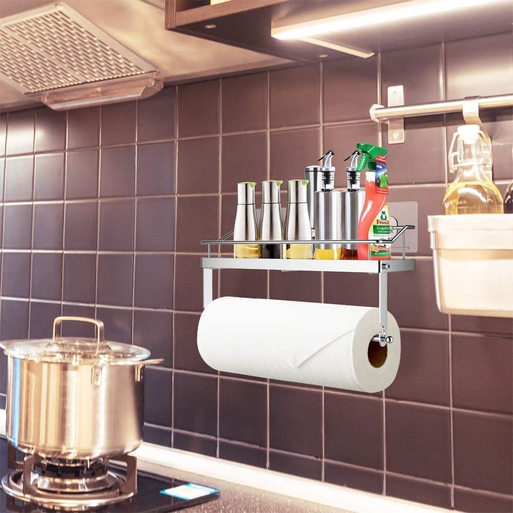 Save odesign 2 in 1 paper towel holder with shelf for kitchen shower bathroom sus 304 stainless steel no drilling