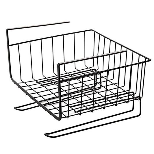AIYoo Under Shelf Basket 2 Pack Kitchen Organizer Baskets Wire Storage Rack with Paper Towel Holder for Kitchen Cabinets,Bathroom,Wardrobe,Office Desk,Space Save Under Shelves for Extra Storage Basket