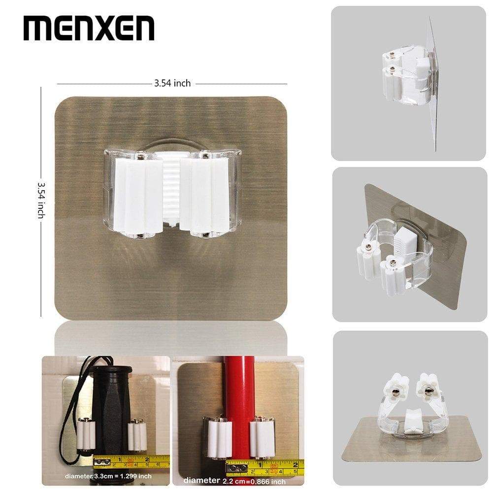 Discover the best menxen broom mop holder broom gripper holds self adhesive reusable no drilling super anti slip wall mounted storage rack storage organization for your home kitchen and wardrobe 8 pack