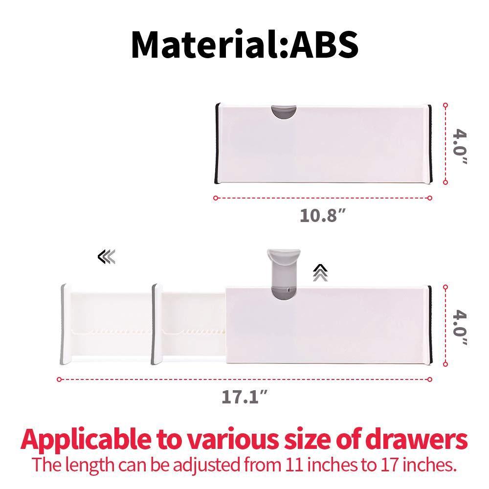 Featured diommell 4 pack adjustable dresser drawer dividers organizers plastic expandable drawer organization separators for kitchen bedroom closet bathroom and office drawers white