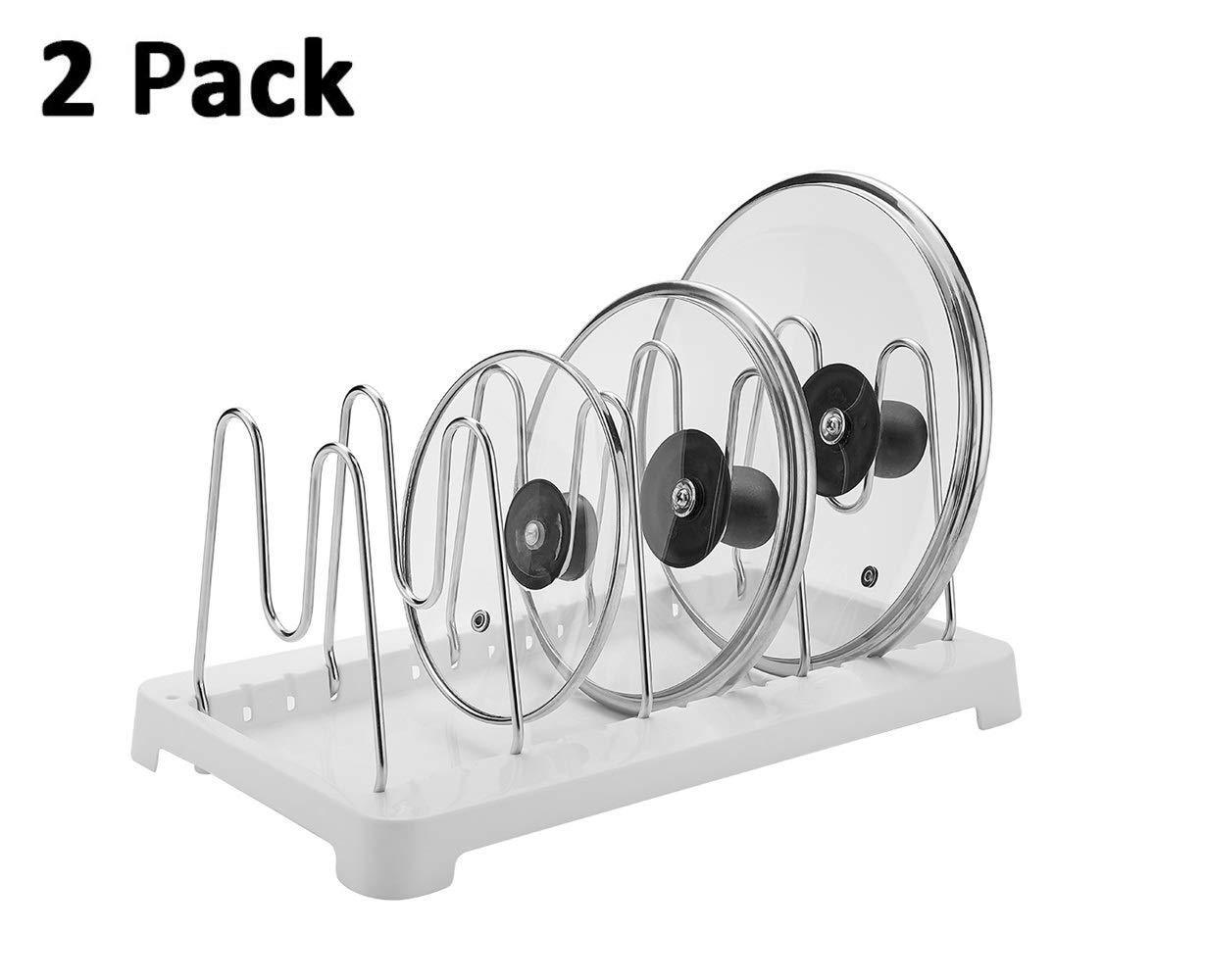 Amazon best 2 pack adjustable pot lid holder plate rack pan and pot organizer for kitchen cabinet sus304 stainless steel rust proof