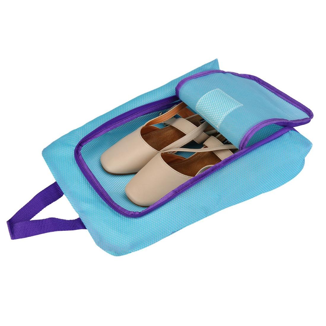 Shoe Bag,LtrottedJ Portable Travel shoe bag,Zip view window Pouch Storage waterproof Organizer (Blue)