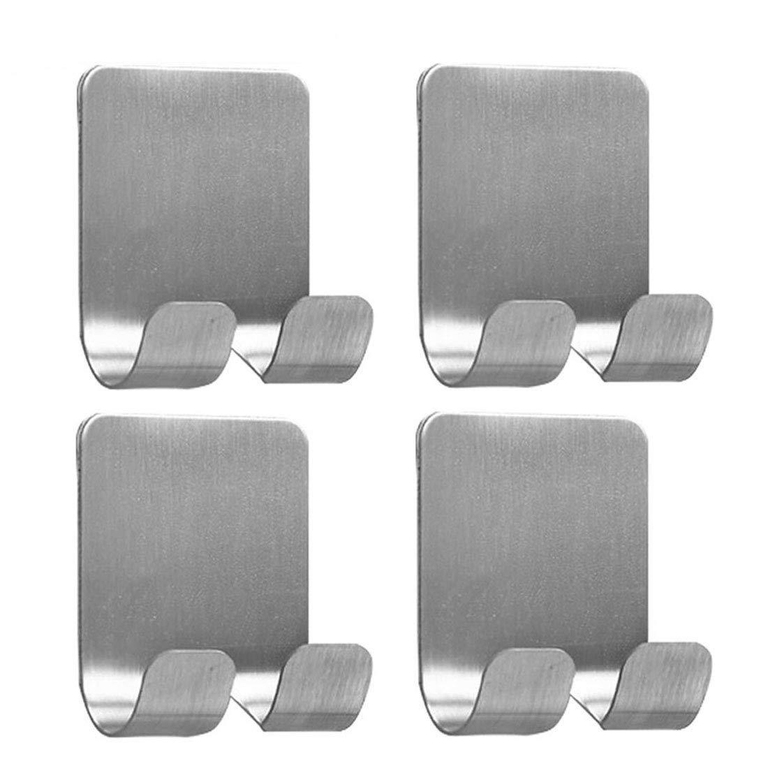 Great 4 pack plug holder hook razor holder for shower sticking wall self adhesive for hanging kitchen bathroom double hook brushed stainless steel