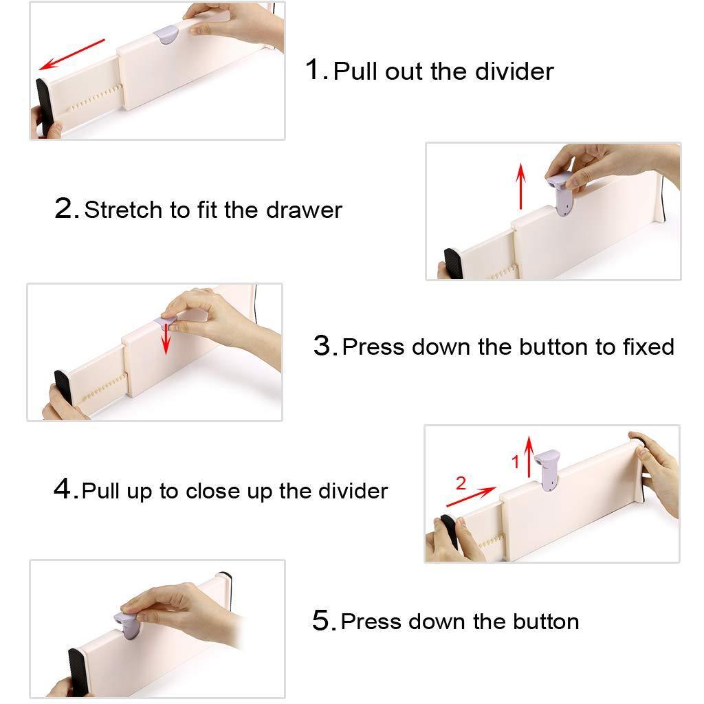 Purchase hipiwe drawer dividers organizer expandable dresser drawer organizers adjustable foam ends drawer organization separators for kitchen bedroom bathroom office drawers pack of 3