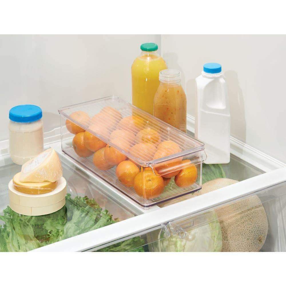 Discover the mdesign plastic food storage container bin with lid and handle for kitchen pantry cabinet fridge freezer organizer for snacks produce vegetables pasta 8 pack clear