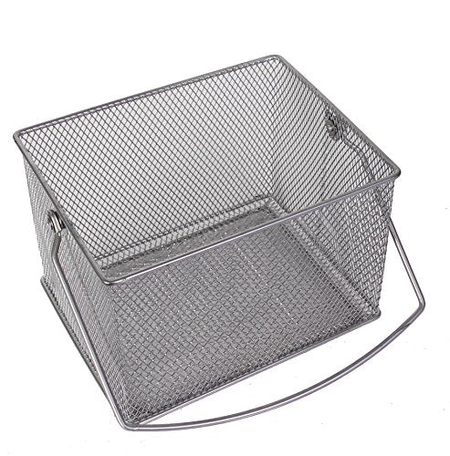 YBM Home Mesh Wire Food Storage Organizer Bin Basket with Handle for Kitchen Pantry, Cabinets, Bathroom, Laundry Room, Closets, Garage - Rectangle Metal Farmhouse Mesh Basket, 1 Unit