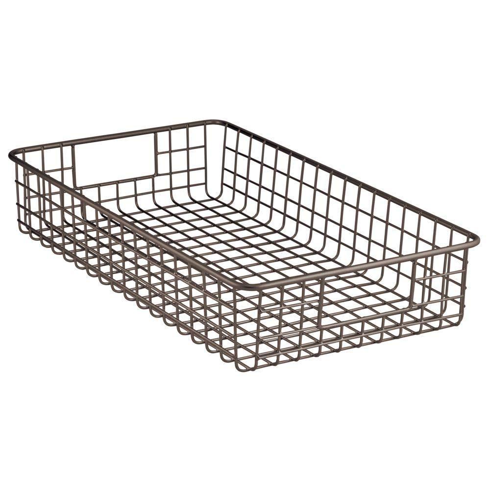 Shop for mdesign household metal wire cabinet organizer storage organizer bins baskets trays for kitchen pantry pantry fridge closets garage laundry bathroom 16 x 9 x 3 4 pack bronze