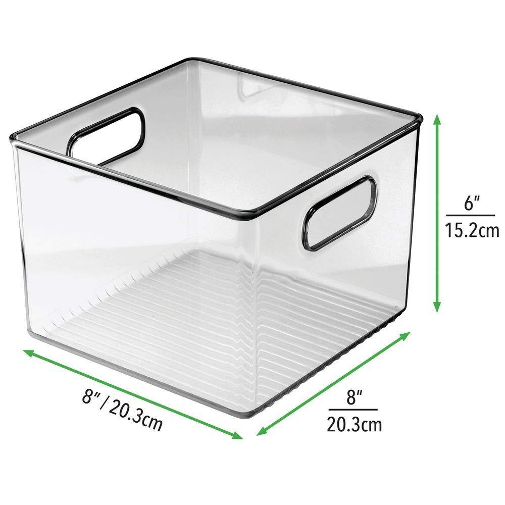 Organize with mdesign plastic food storage container bin with handles for kitchen pantry cabinet fridge freezer cube organizer for snacks produce vegetables pasta bpa free 8 pack clear