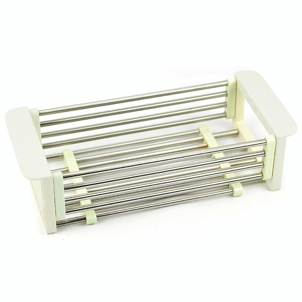 Home yan junau kitchen racks stainless steel retractable sink drain rack dish rack kitchen supplies color white