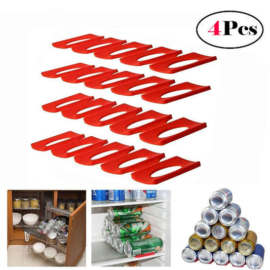 FashionMall 4 Pcs Foldable Silicone Wine Stacker Set,Beer Can Rack Wine Bottle Holder for Refrigerator Cabinet (4 Pcs)
