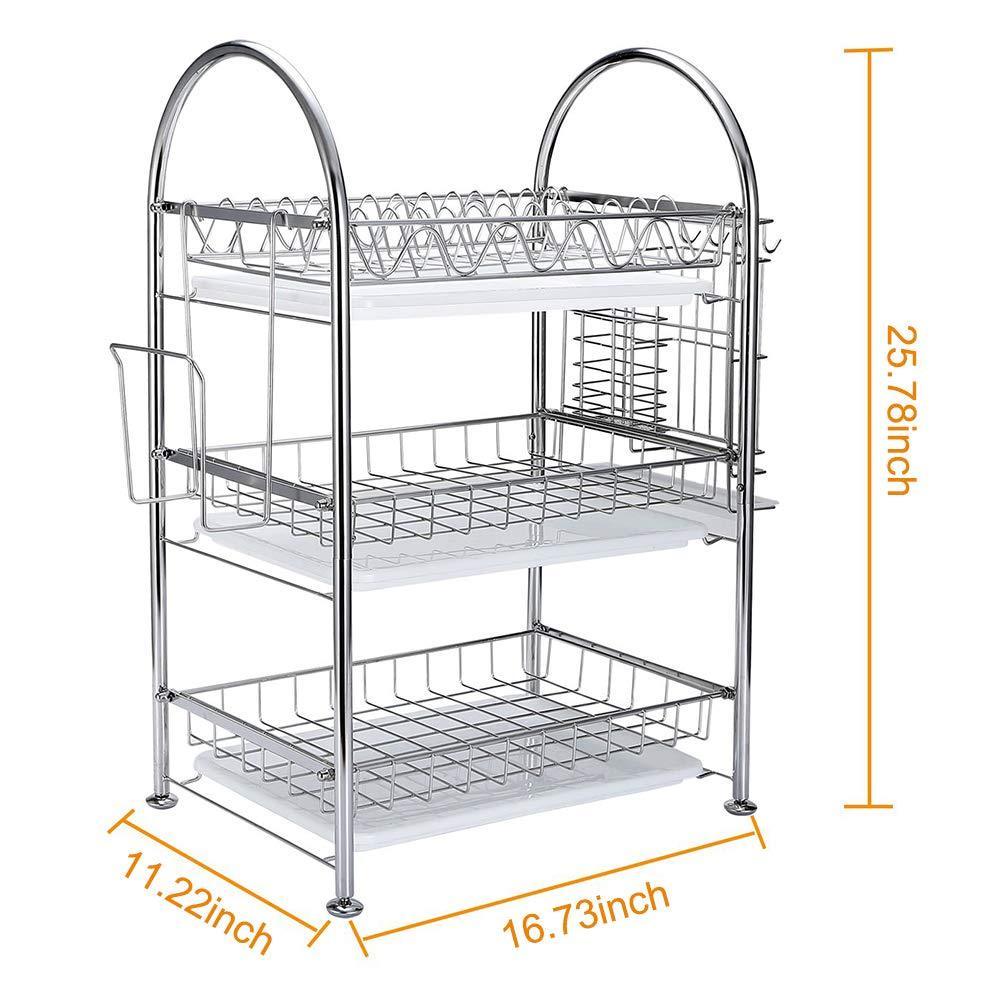 Shop 3 tier dish drying rack dish drainer kitchen storage organization shlef stainless steel geyueya home