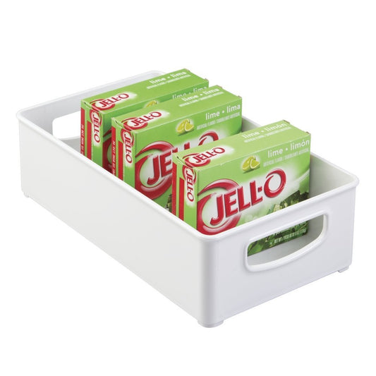mDesign Plastic Kitchen Pantry Cabinet, Refrigerator or Freezer Food Storage Bins with Handles - Organizer for Fruit, Yogurt, Snacks, Pasta - 6" Wide - White