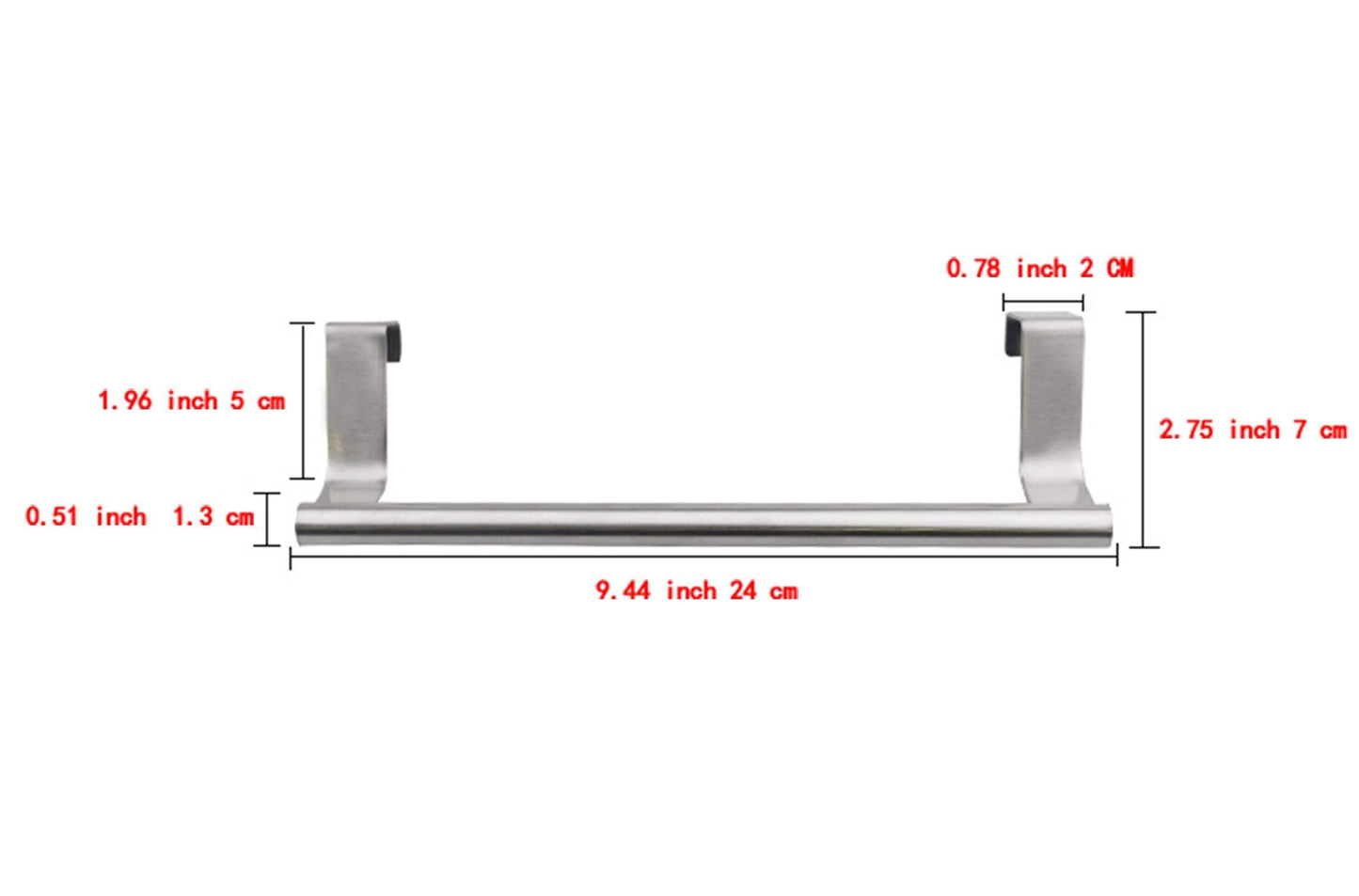 Exclusive towel bar fit bathroom and kitchen brushed stainless steel towel hanger over cabinet drawer door 4 pcs