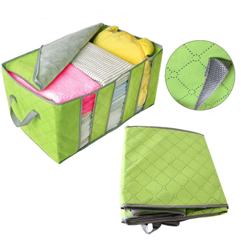 SUJING Blanket Storage Foldable Closet Organizer Clothing Storage Box Underbed Storage Containers (Green)