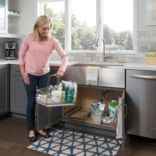 Hardware Resources SCPO2-R Under the Sink Cleaning Supply Caddy Pullout with Handle