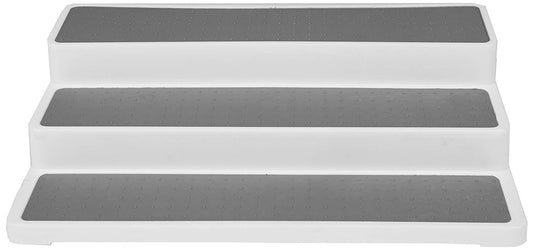 Mind Reader 3-Tier Spice Pantry Kitchen Cabinet Organizer, Non-Skid, Shelf Organization, White/Gray