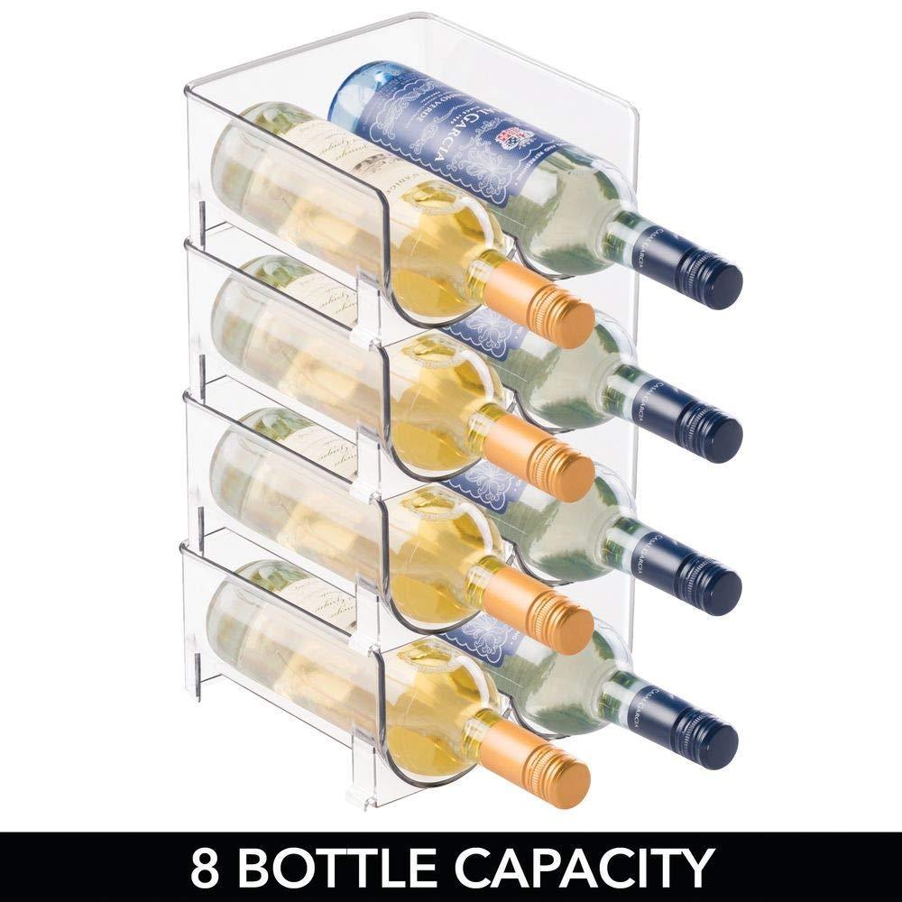 Top mdesign plastic free standing wine rack storage organizer for kitchen countertops table top pantry fridge holds wine beer pop soda water bottles stackable 2 bottles each 8 pack clear