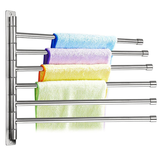 Budget sumnacon wall mounted swing towel bar silver stainless steel bath towel rod arm bathroom kitchen swivel towel rack hanger holder organizer folding space saver towel rail 6 bar