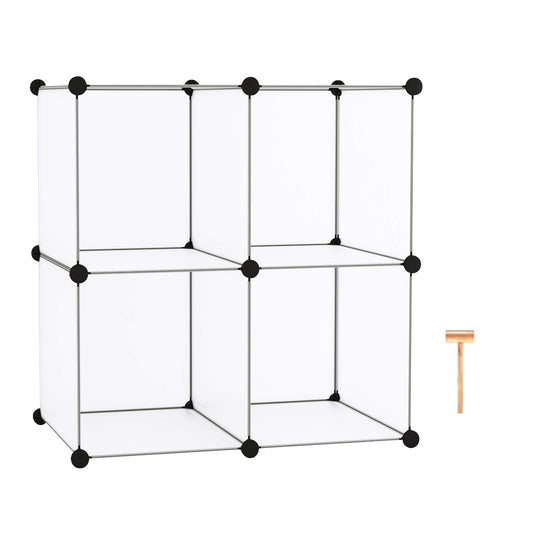 C&AHOME - DIY 4 Cube Bookcase Shelf Semitransparent Storage Organizer Closet Cabinet, Translucent