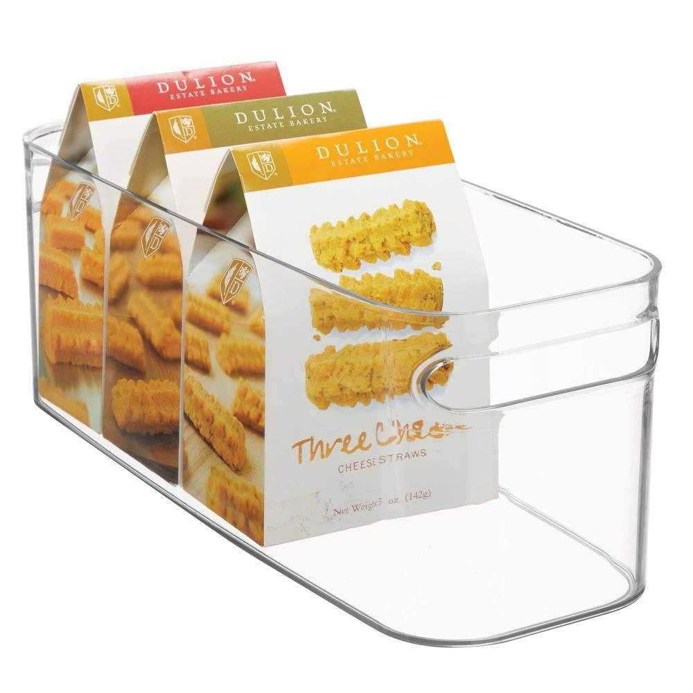 Purchase mdesign plastic kitchen under sink refrigerator or freezer food storage bin with handles organizer for fruit yogurt snacks pasta food safe bpa free 4 pack clear