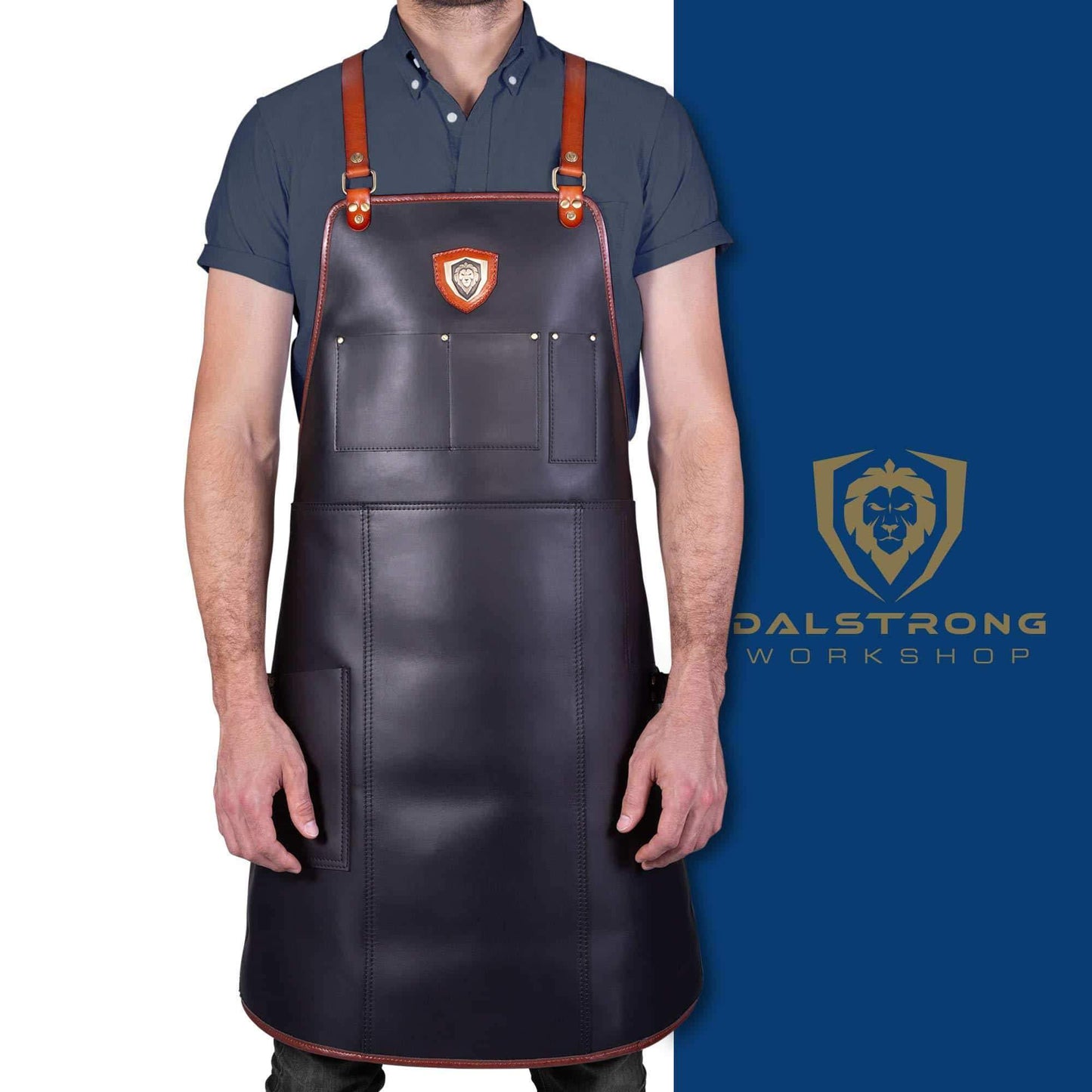 Top rated dalstrong professional chefs kitchen apron the culinary commander top grain leather 5 storage pockets towel tong loop fully adjustable harness straps heavy duty